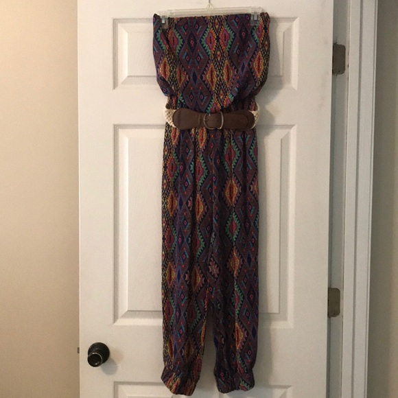 Multicolored Strapless Jumpsuit - Picture 3 of 3